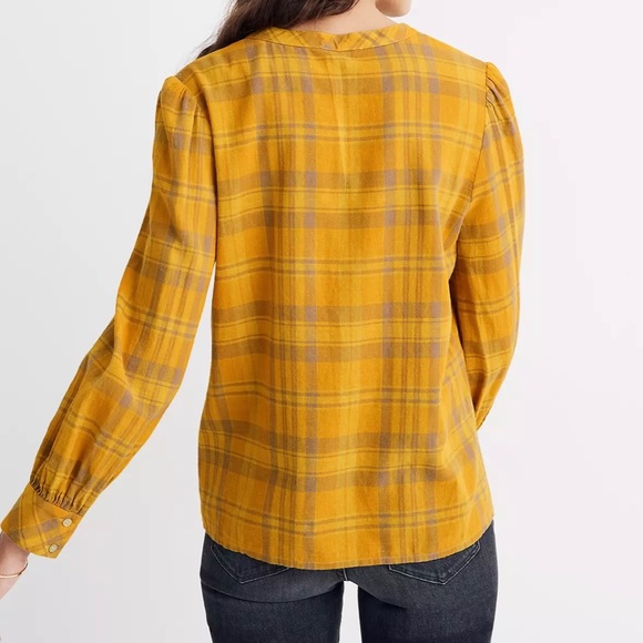 Madewell | Yellow Flannel Leysfield Popover Shirt - Picture 5 of 12